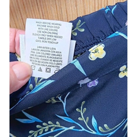 Vintage 80s TR Bentley Plus‎ Blue Floral Rayon Maxi Skirt Elastic Back Women 24 - Picture 7 of 8